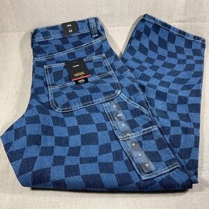 Vans drill chore carp checkerboard jeans in blue indigo 33 waist